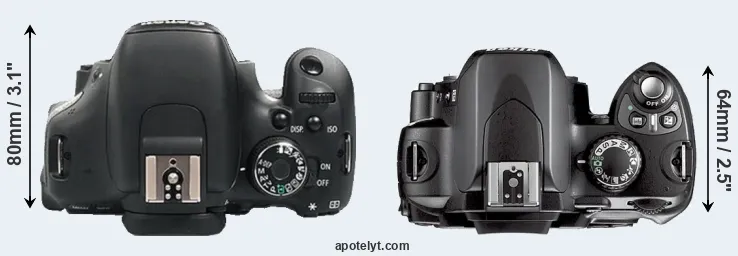 Compare 600D versus D40X top