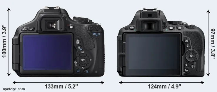 Comparison 600D or D5500 rear