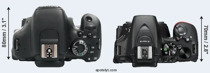Compare 600D versus D5500 top