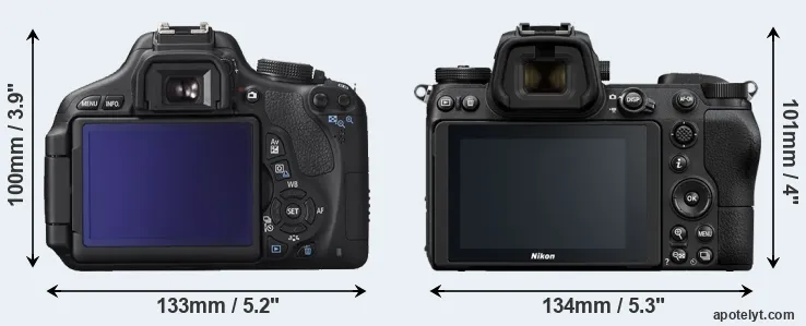 Comparison 600D or Z6 rear