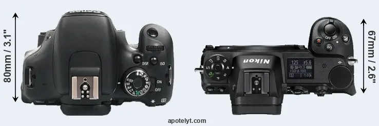 Compare 600D versus Z6 top