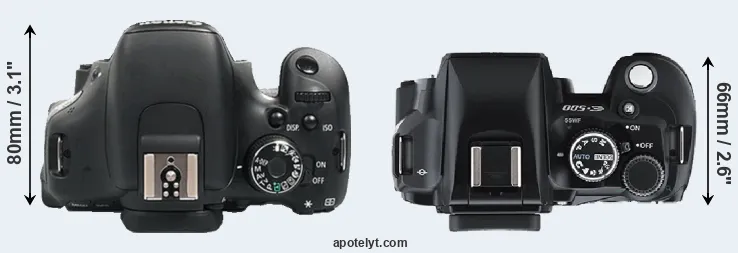 Compare 600D versus E-500 top
