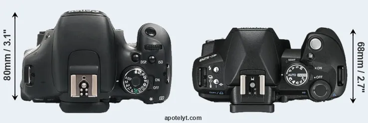 Compare 600D versus E-520 top