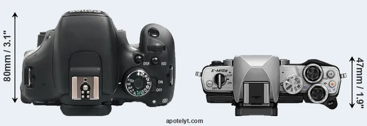 Compare 600D versus E-M10 II top