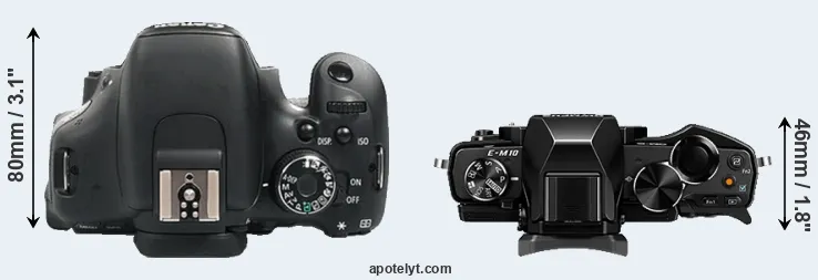 Compare 600D versus E-M10 top