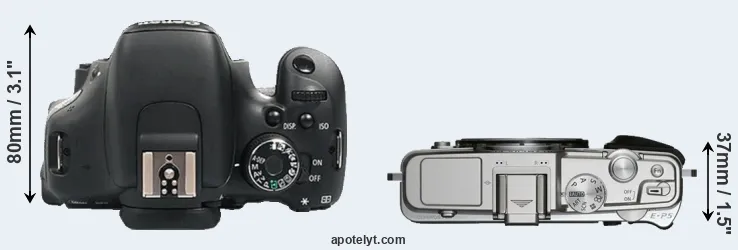 Compare 600D versus E-P5 top