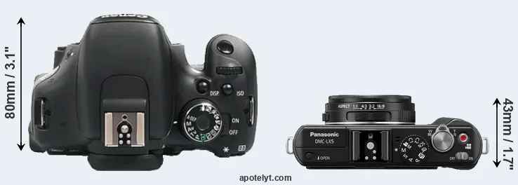 Compare 600D versus LX5 top