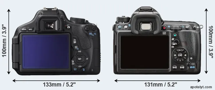 Comparison 600D or K-3 II rear
