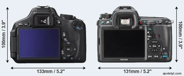 Comparison 600D or K-3 rear