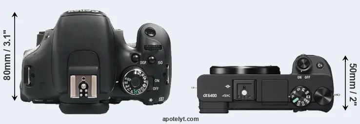 Compare 600D versus A6400 top