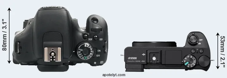 Compare 600D versus A6500 top