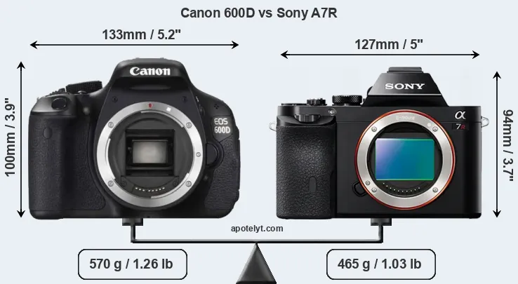 Size Canon 600D vs Sony A7R