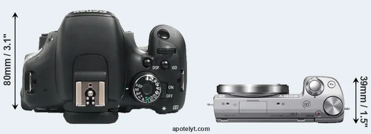 Compare 600D versus NEX-5T top