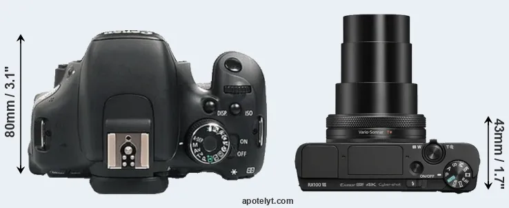 Compare 600D versus RX100 VII top