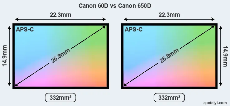 Canon 60D and Canon 650D sensor measures