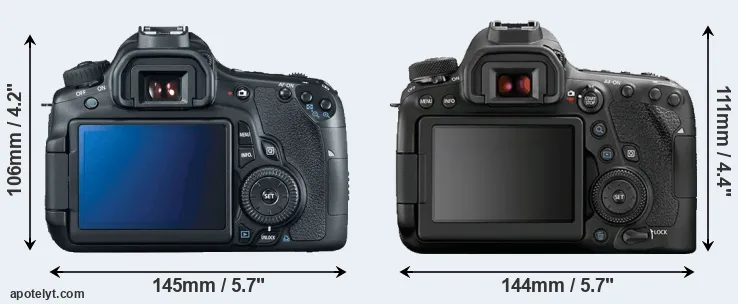 Comparison 60D or 6D Mark II rear