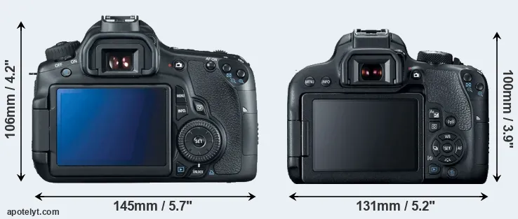 Comparison 60D or 800D rear