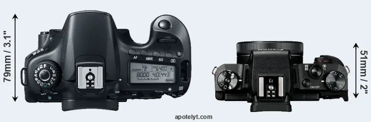 Compare 60D versus G1X Mark III top