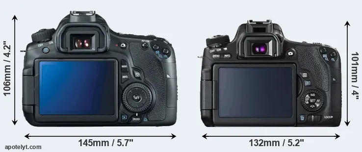 Comparison 60D or T6s rear
