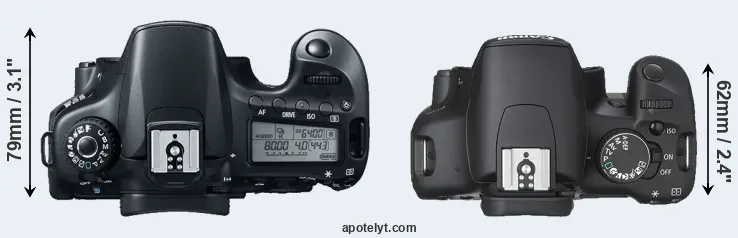 Compare 60D versus XSi top