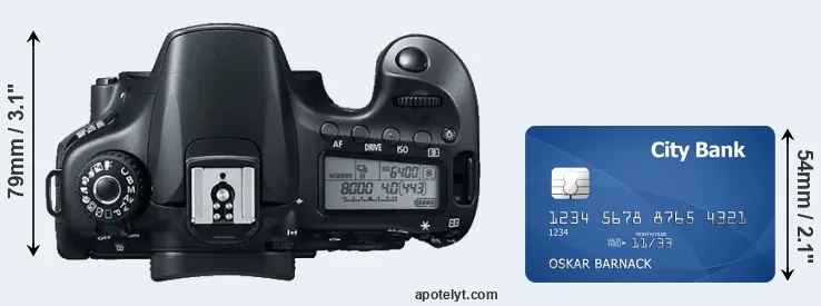 60D versus credit card top view