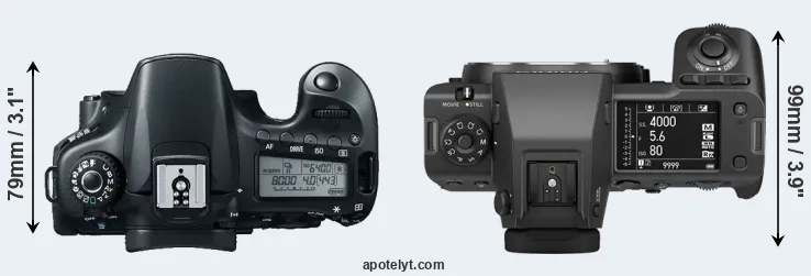 Compare 60D versus GFX 100 II top