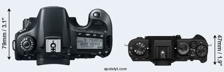 Compare 60D versus X-T30 II top