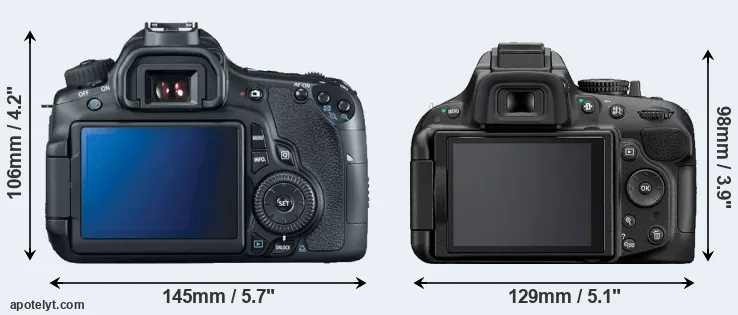 Comparison 60D or D5200 rear