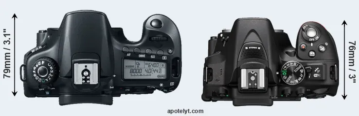 Compare 60D versus D5300 top
