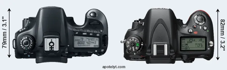 Compare 60D versus D610 top