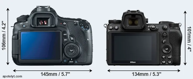 Comparison 60D or Z6 II rear