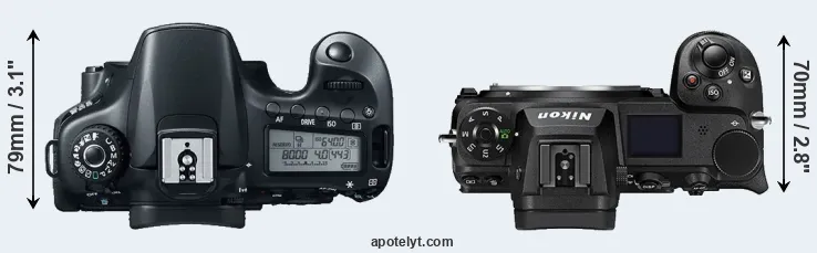 Compare 60D versus Z6 II top