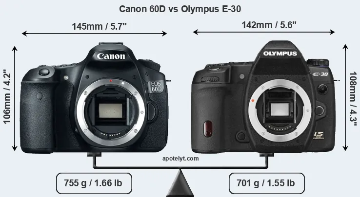 Size Canon 60D vs Olympus E-30
