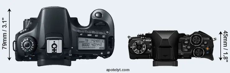 Compare 60D versus E-M5 II top