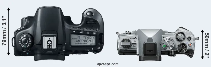 Compare 60D versus E-M5 III top