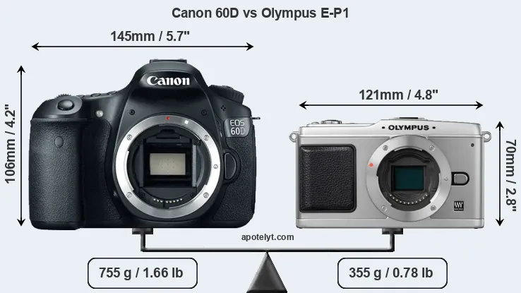 Size Canon 60D vs Olympus E-P1