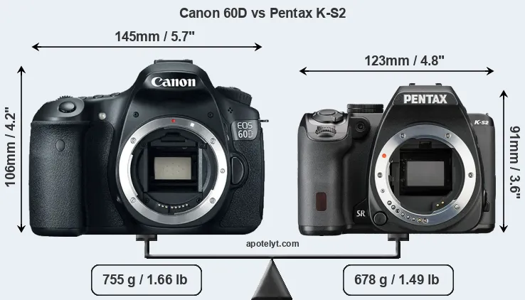 Size Canon 60D vs Pentax K-S2