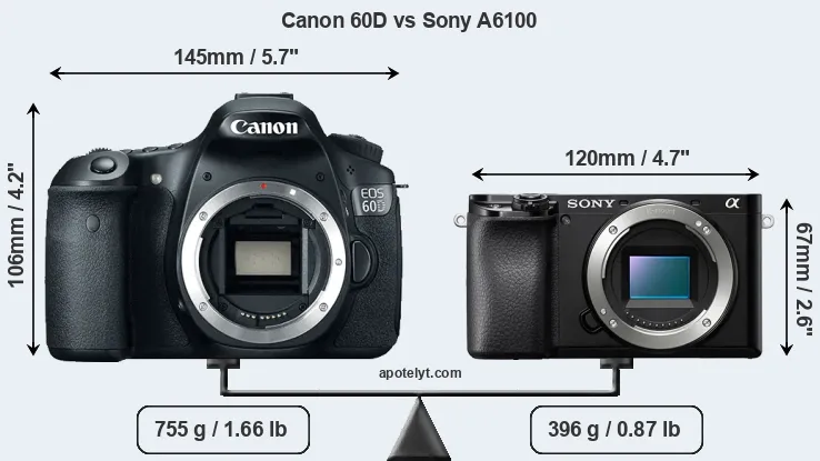 Size Canon 60D vs Sony A6100