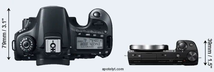 Compare 60D versus NEX-5R top