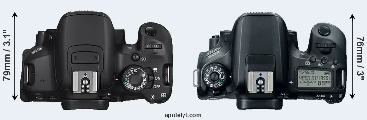 Compare 650D versus 77D top
