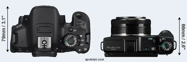 Compare 650D versus G1X Mark II top