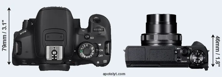 Compare 650D versus G5X Mark II top
