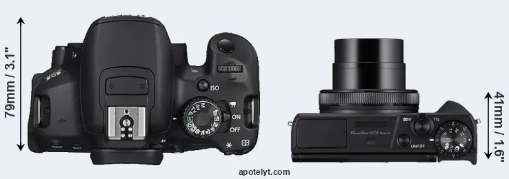 Compare 650D versus G7X Mark III top