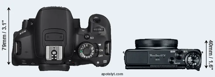 Compare 650D versus G7X top