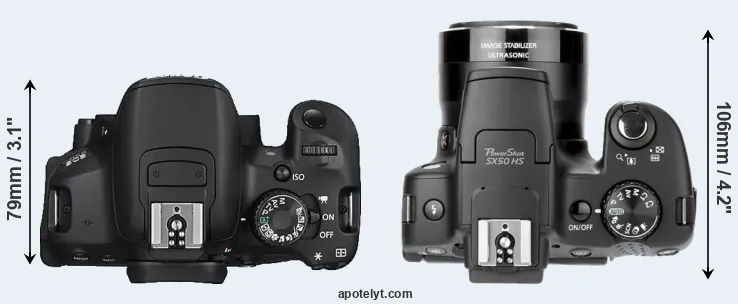 Compare 650D versus SX50 top