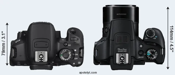 Compare 650D versus SX60 top