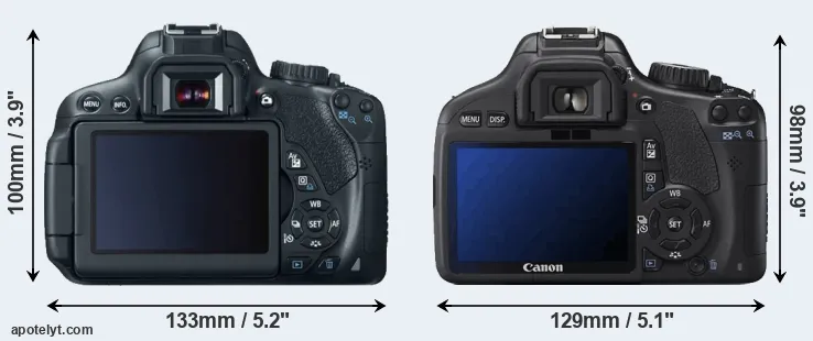 Comparison 650D or T2i rear