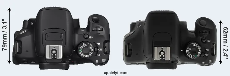 Compare 650D versus T2i top