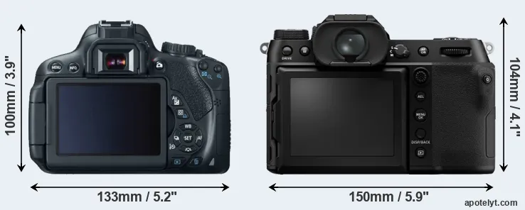 Comparison 650D or GFX 100S rear