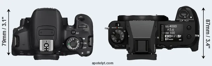 Compare 650D versus GFX 100S top